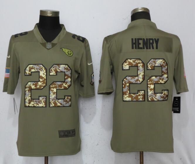 Men Tennessee Titans #22 Henry Olive Camo Carson Salute to Service Limited Nike NFL Jerseys